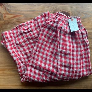 Ichi Antiquites Red/Beige Linen Skirt OS